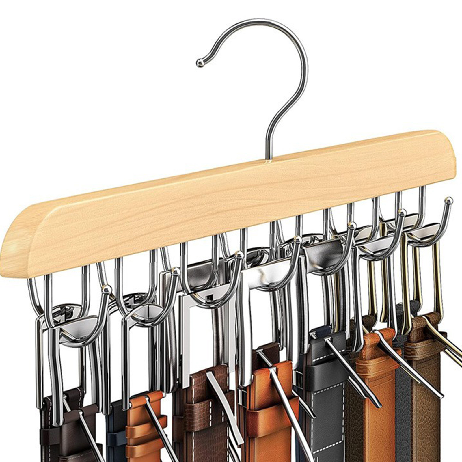 Men'S Accessories Organizer For Wardrobe - Wooden Belt Rack Women Storage Hangers