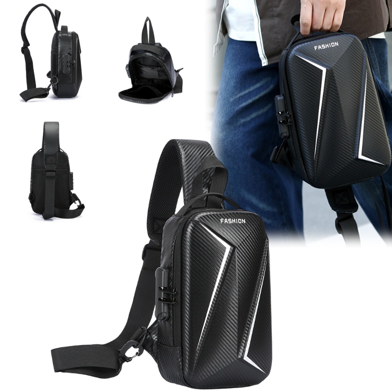 Men Accessories Box - Men Sling Bag Security Lock Carbon
