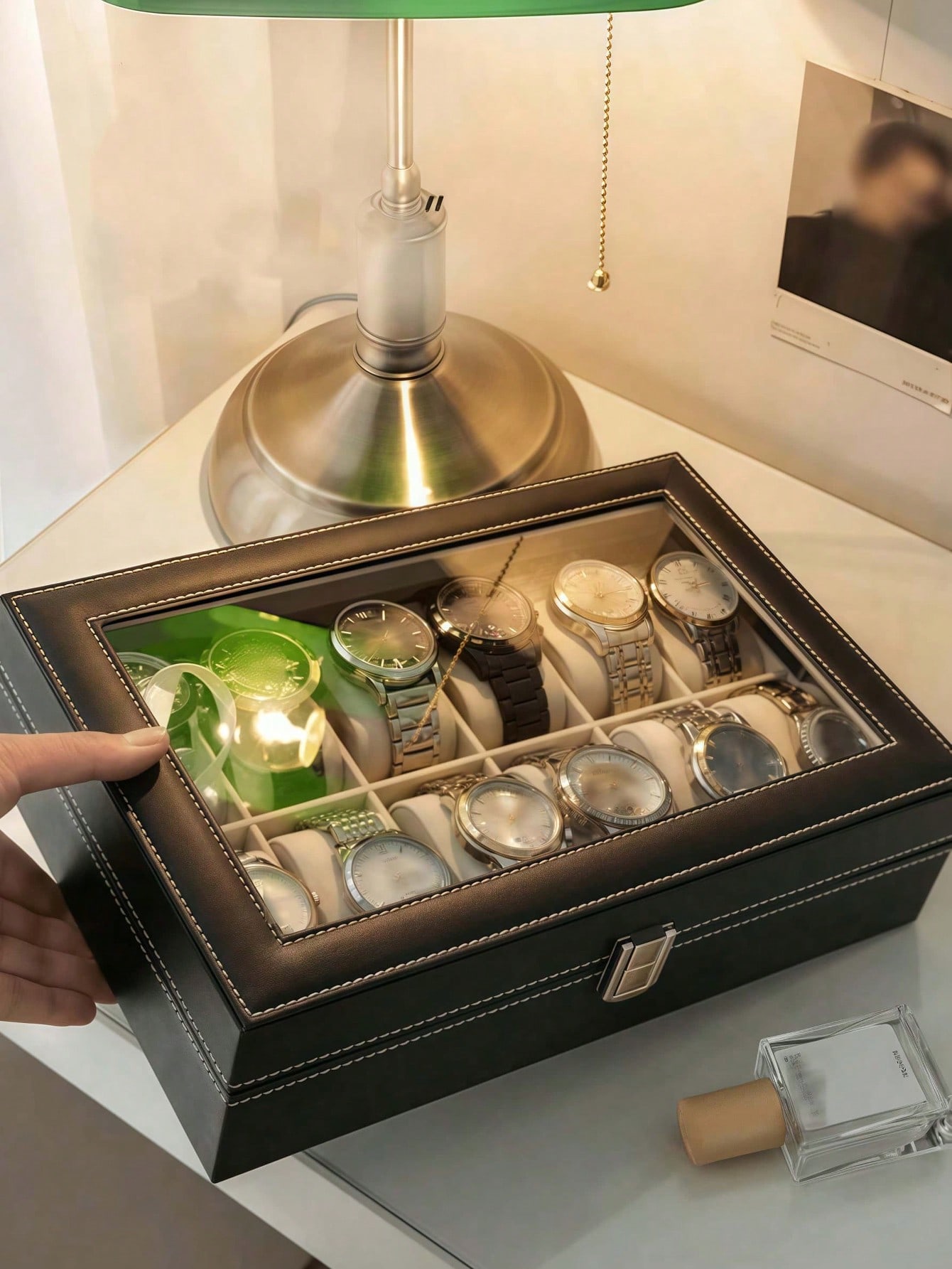 Leather Watch Box with Lock, L - đánh giá và giá Men Accessories Box