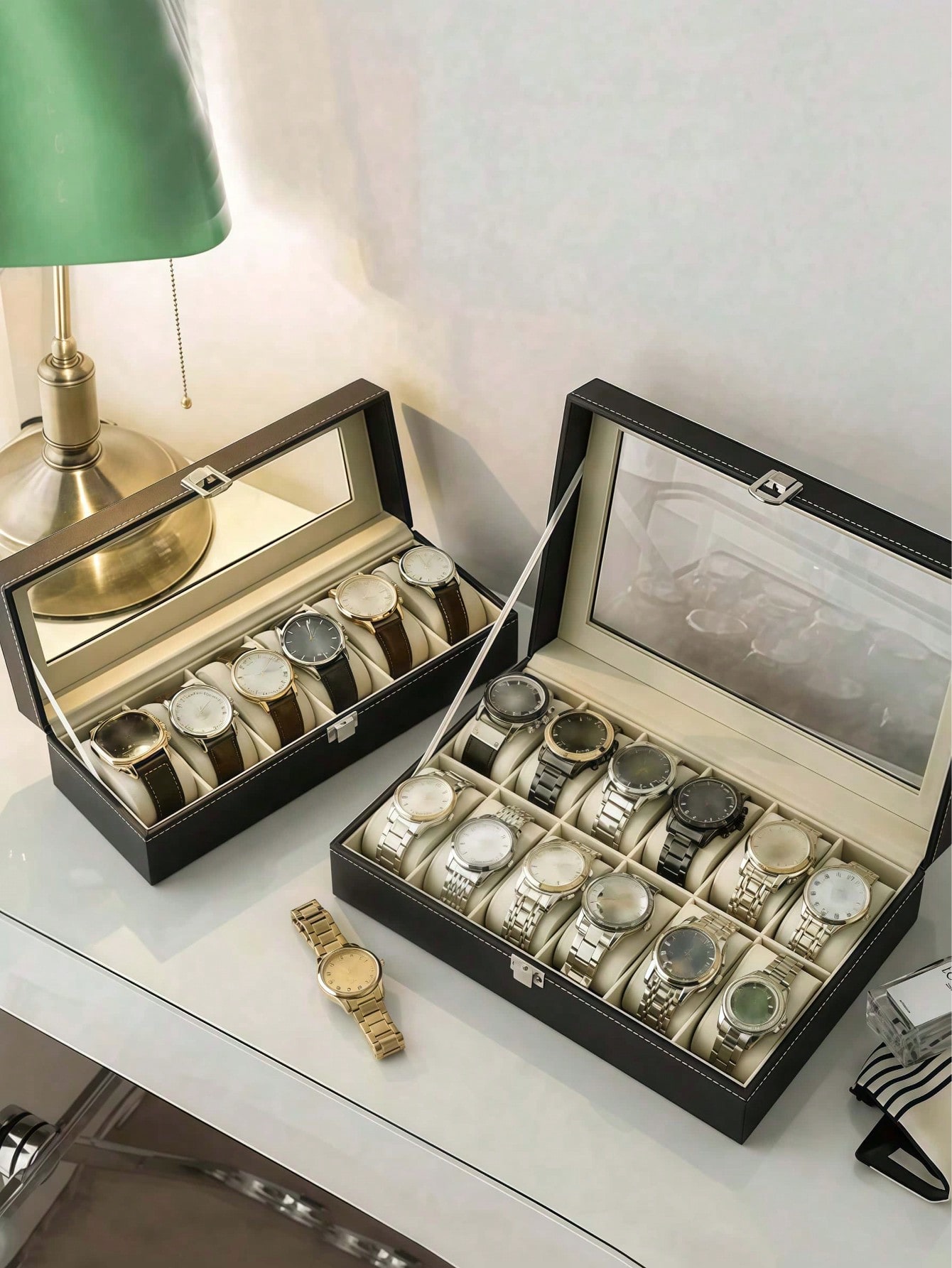 Leather Watch Box with Lock, L - đánh giá và giá Men Accessories Box