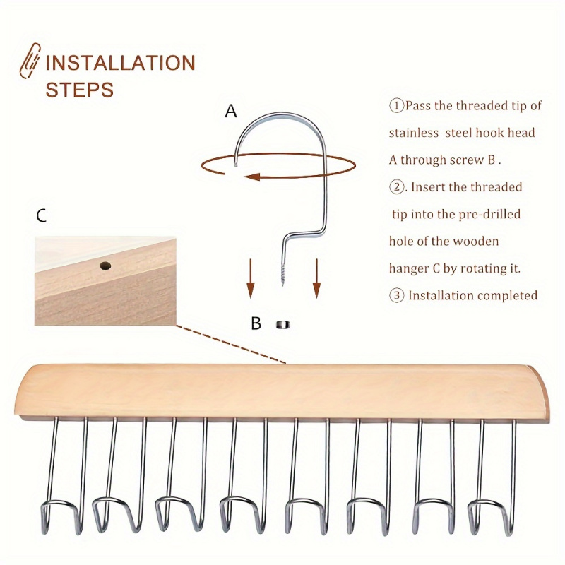8 hook Wooden Belt Rack Storag - đánh giá và giá Men'S Accessories Organizer For Wardrobe