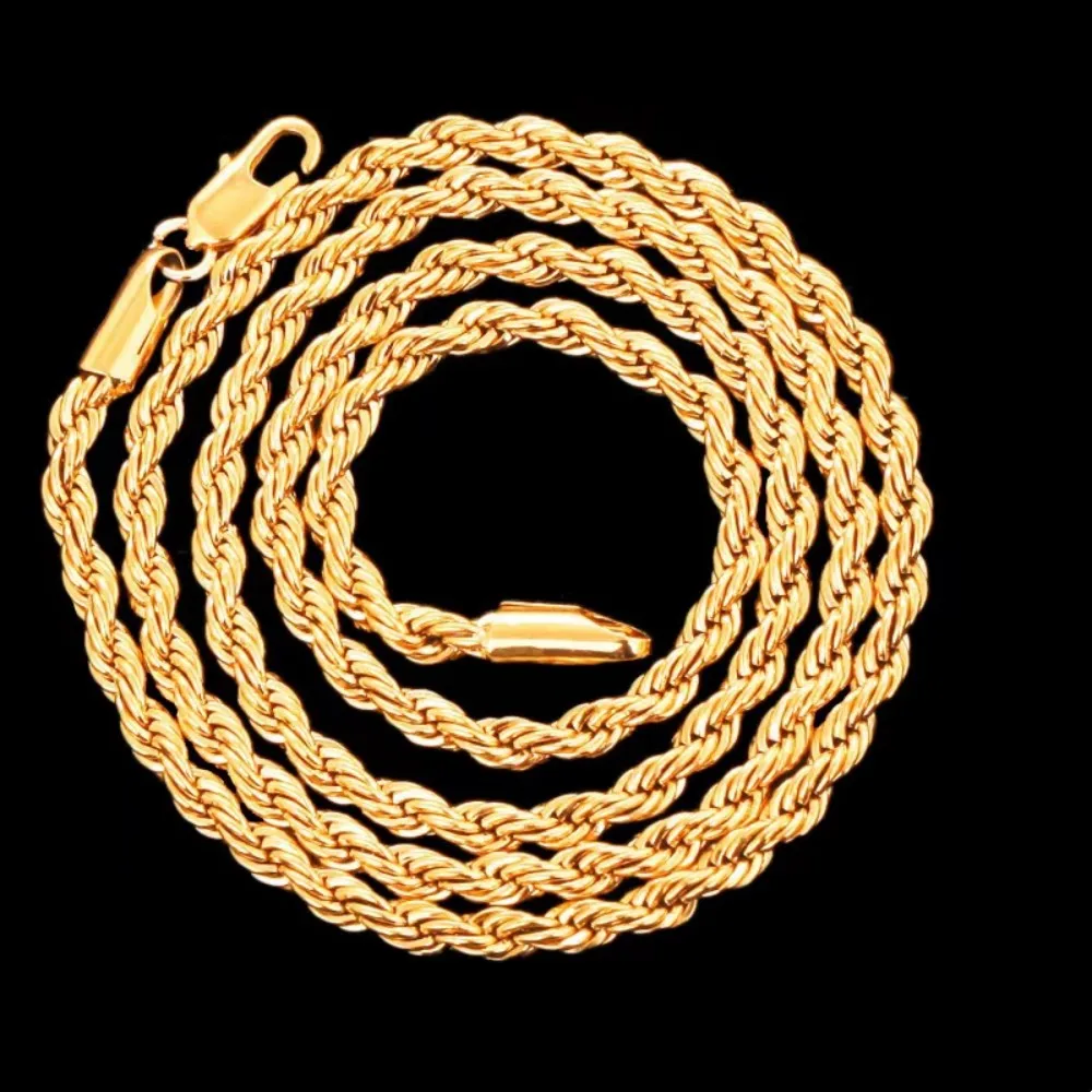 2pcs Fashion 18K Gold 4MM Twis - đánh giá và giá Men Accessories Chain And Bracelet