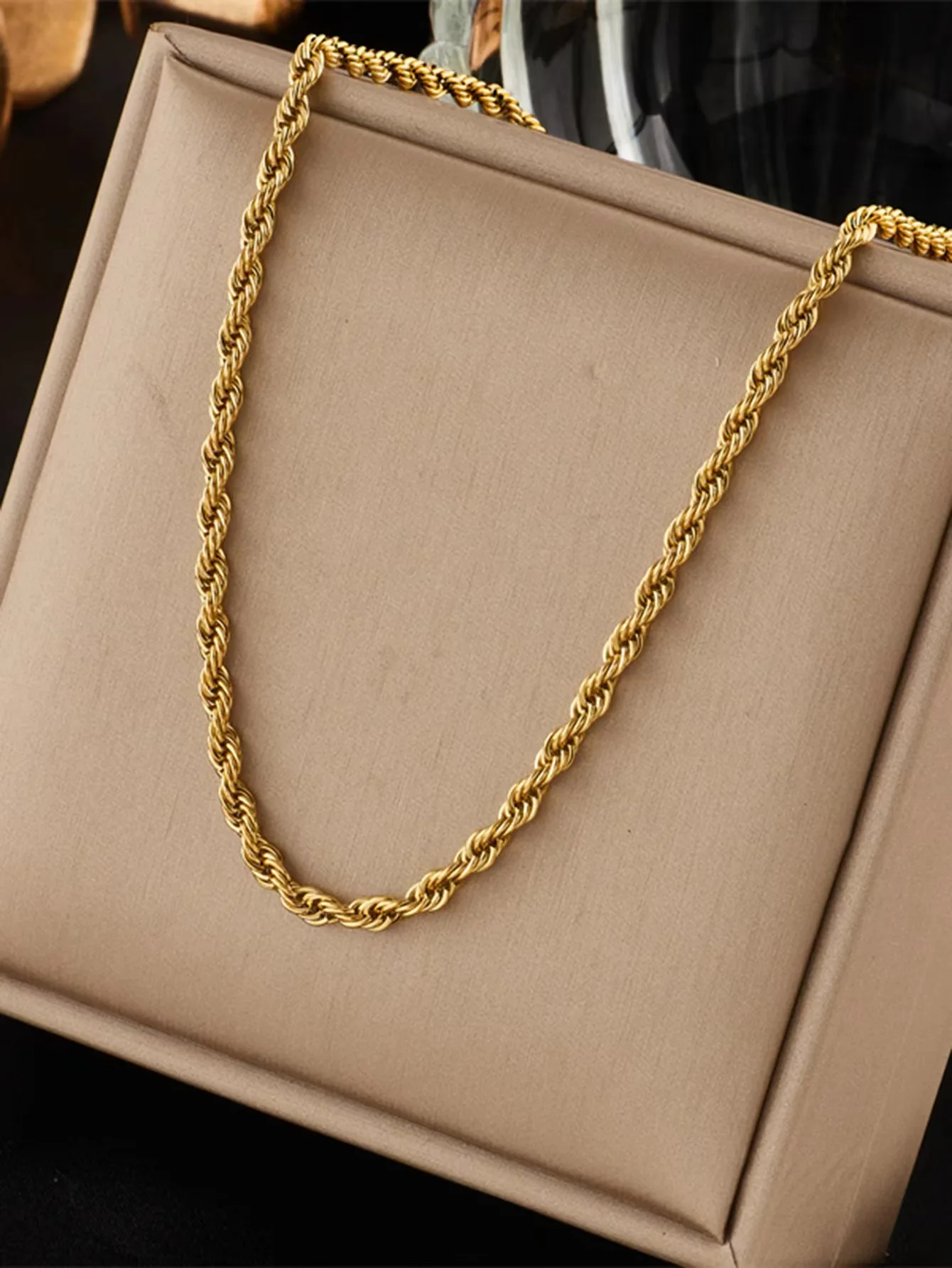 2pcs Fashion 18K Gold 4MM Twis - đánh giá và giá Men Accessories Chain And Bracelet