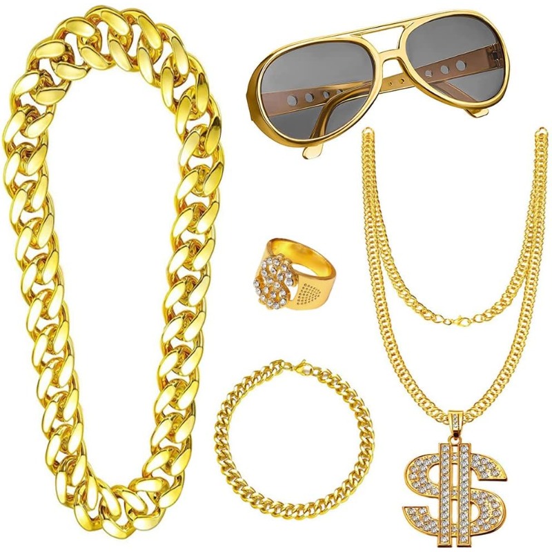 5pcs Hip Hop Costume kit,80s F - đánh giá và giá Men Accessories Ring And Bracelet