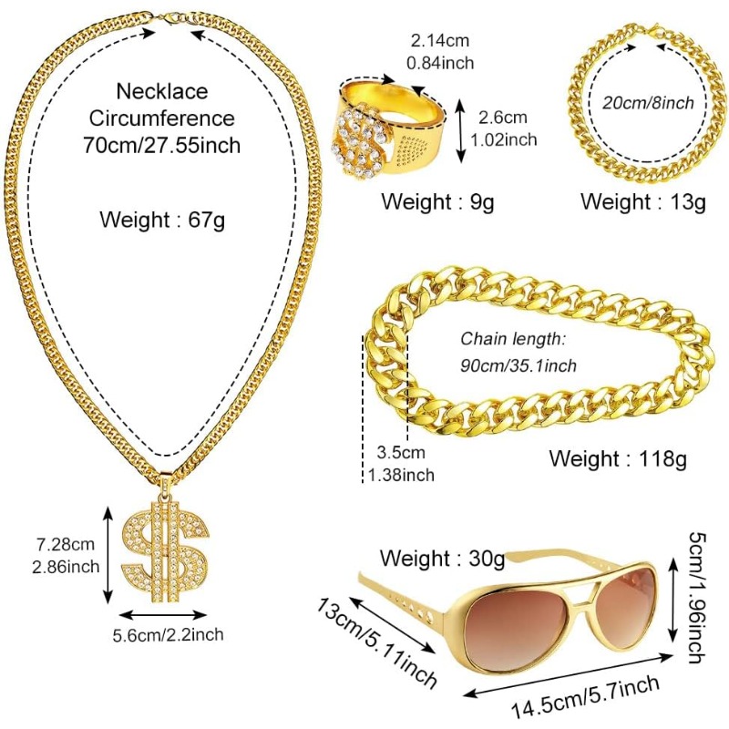 5pcs Hip Hop Costume kit,80s F - đánh giá và giá Men Accessories Ring And Bracelet